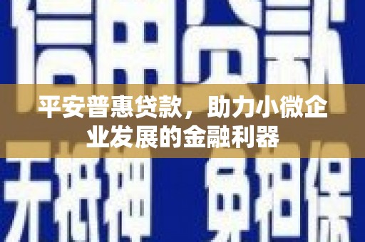 钟楼平安普惠贷款，助力小微企业发展的金融利器