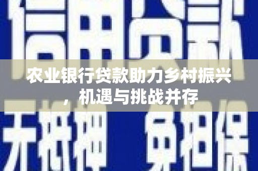 钟楼农业银行贷款助力乡村振兴，机遇与挑战并存