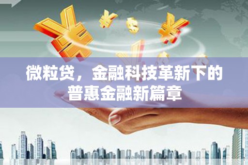钟楼微粒贷，金融科技革新下的普惠金融新篇章